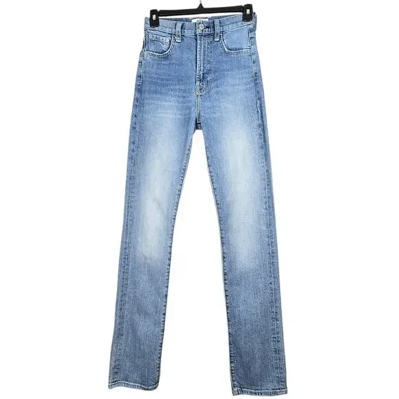 7 For All Mankind Easy Slim Jeans Womens 24 Blue High Rise Straight Stretch - Picture 1 of 11